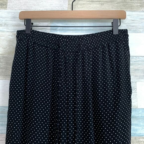 Talbots Fluid Challis Ankle Pants Black Polka Dot PullOn Womens Medium Petite MP - Picture 2 of 7